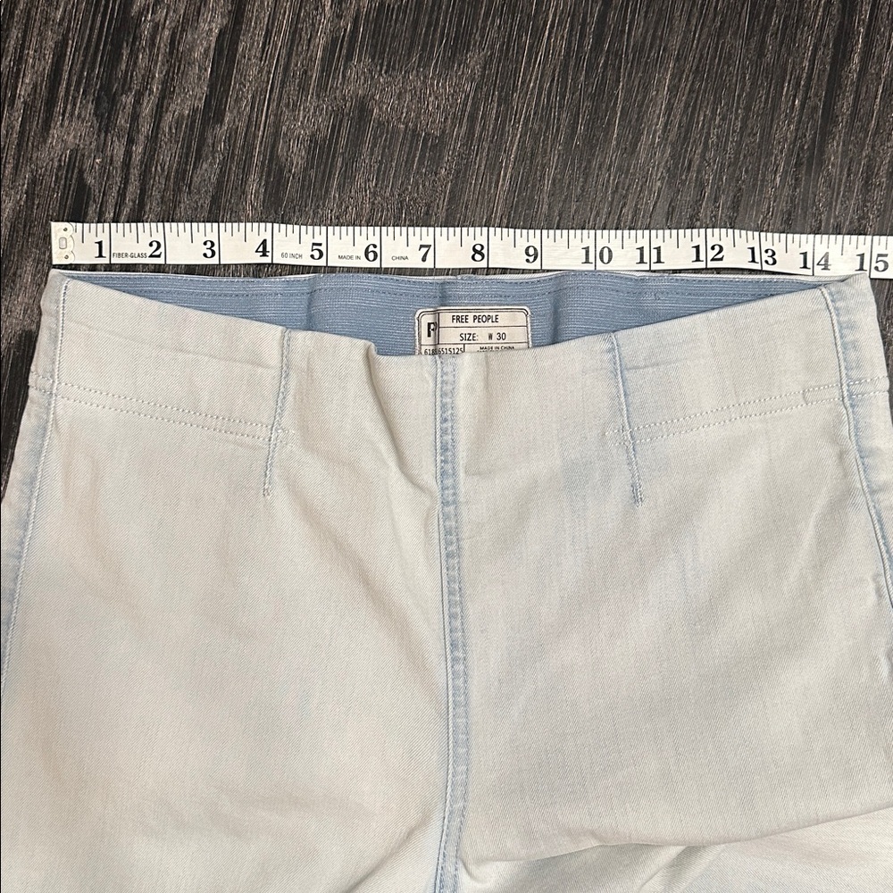 Free People Drapey Aline Flare High Rise Light Blue Pull On Stretch Jeans, 30 - Picture 7 of 12